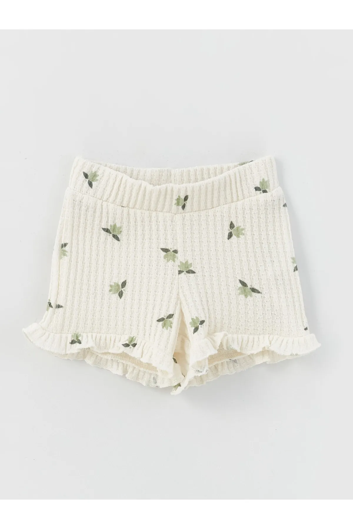 LC Waikiki  2er-Set aus gemustertem T-Shirt und Shorts mit Rundhalsausschnitt für Baby-Mädchen