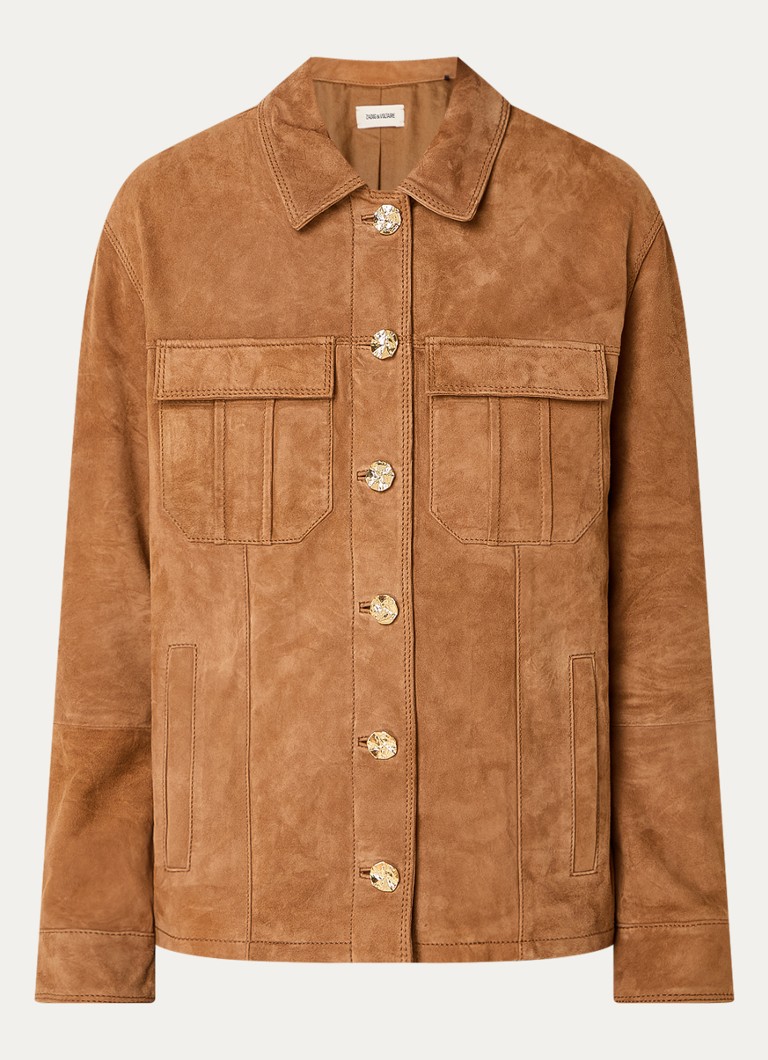 Chaqueta Kuba de Zadig&Voltaire en ante de piel de cabra con solapa y bolsillos laterales.