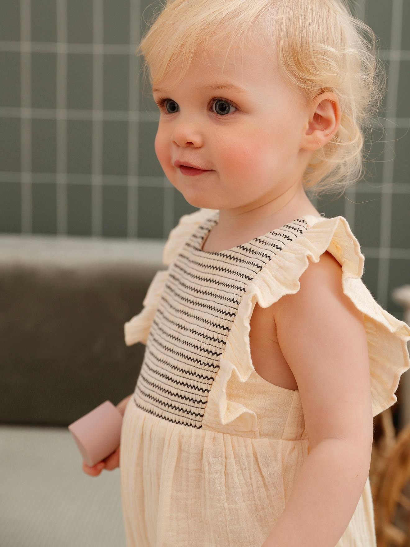 Vertbaudet Baby Overall aus Musselin - wollweiß