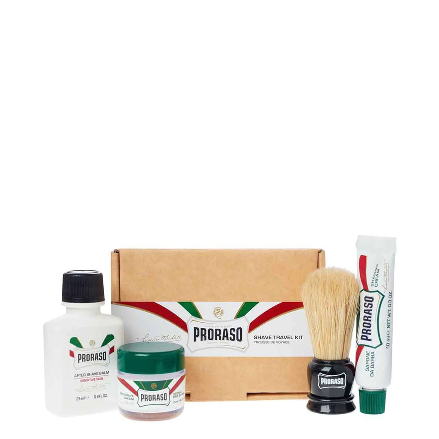 Proraso Rasage de Voyage Coffret Crème Avant-Rasage 15 ml +3 Produits