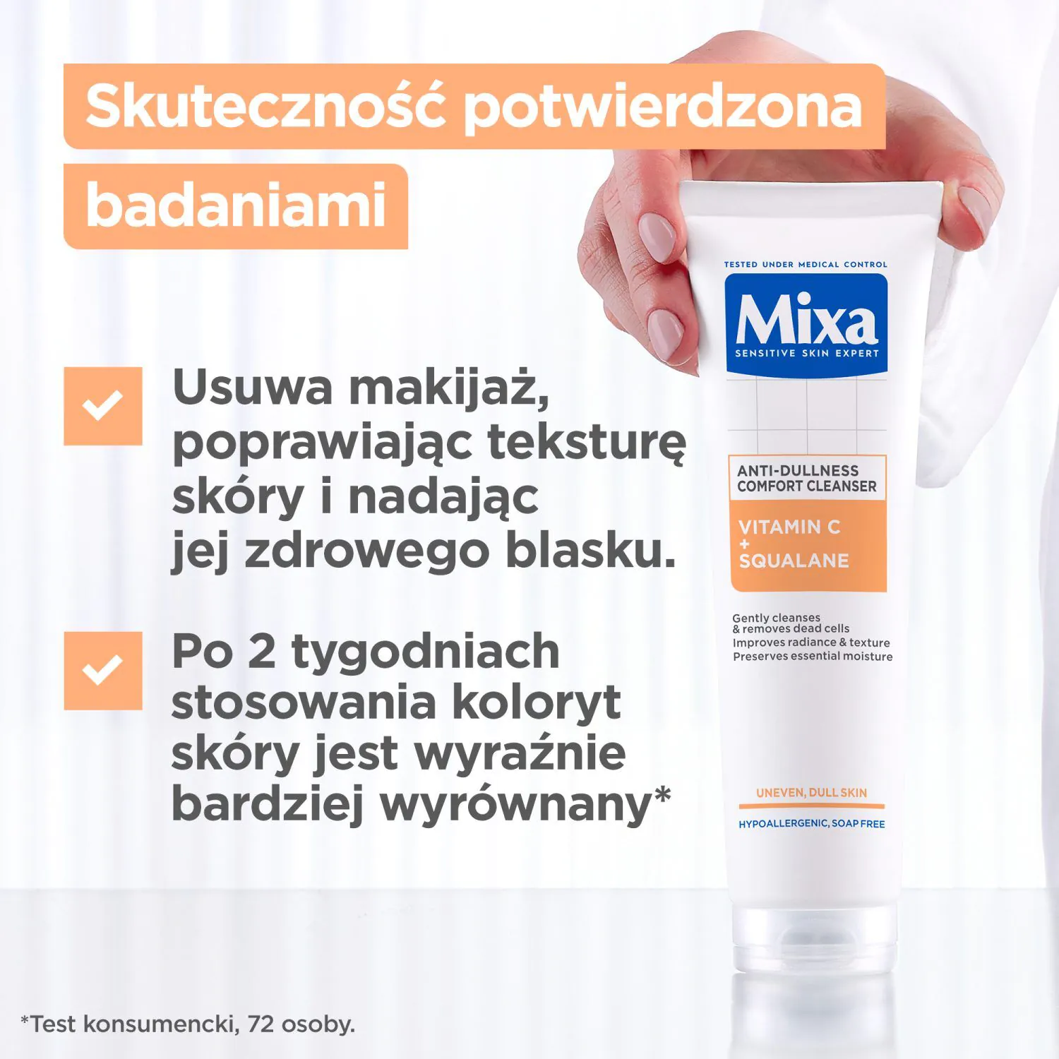 „Mixa“ vitamino C ir skvalano veido valymo gelis nuo odos defektų