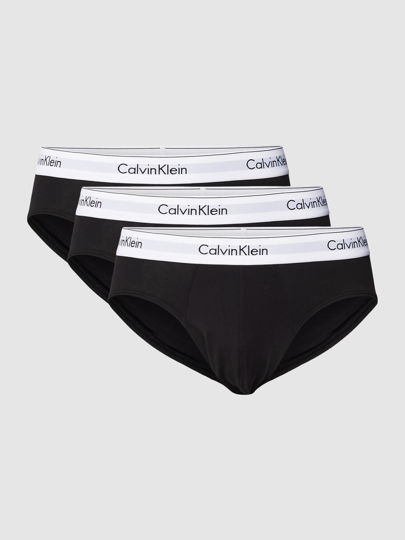 Slip mit elastischem Bund im 3er-Pack in schwarz