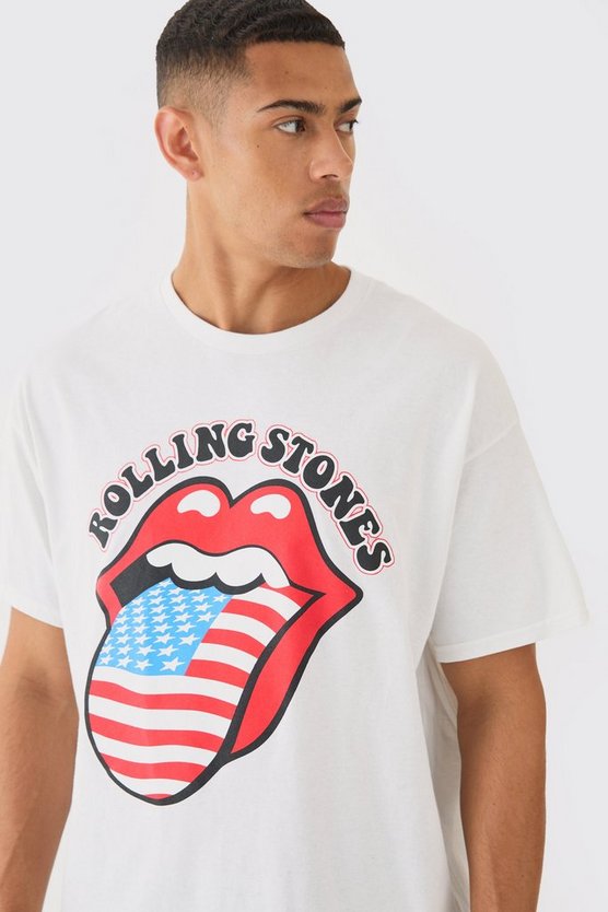 Oversize T-Shirt mit lizenziertem USA Rolling Stones Print