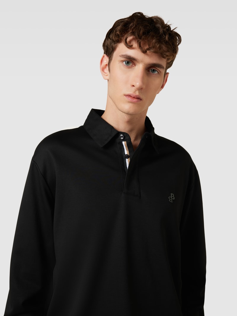 Longsleeve mit Polokragen Modell 'Partoes' in schwarz