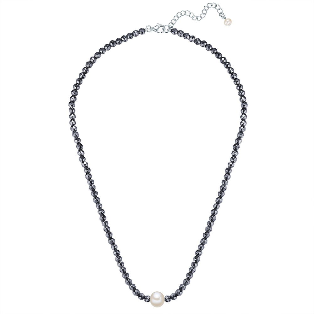 Valero Pearls Chaîne Argent sterling Hématite Perle de culture d'eau douce en Argent collier