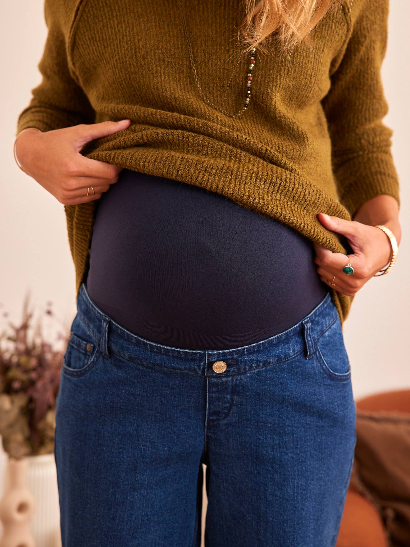 Vertbaudet Weite Umstands-Jeans, Schrittlänge 78 cm - blau