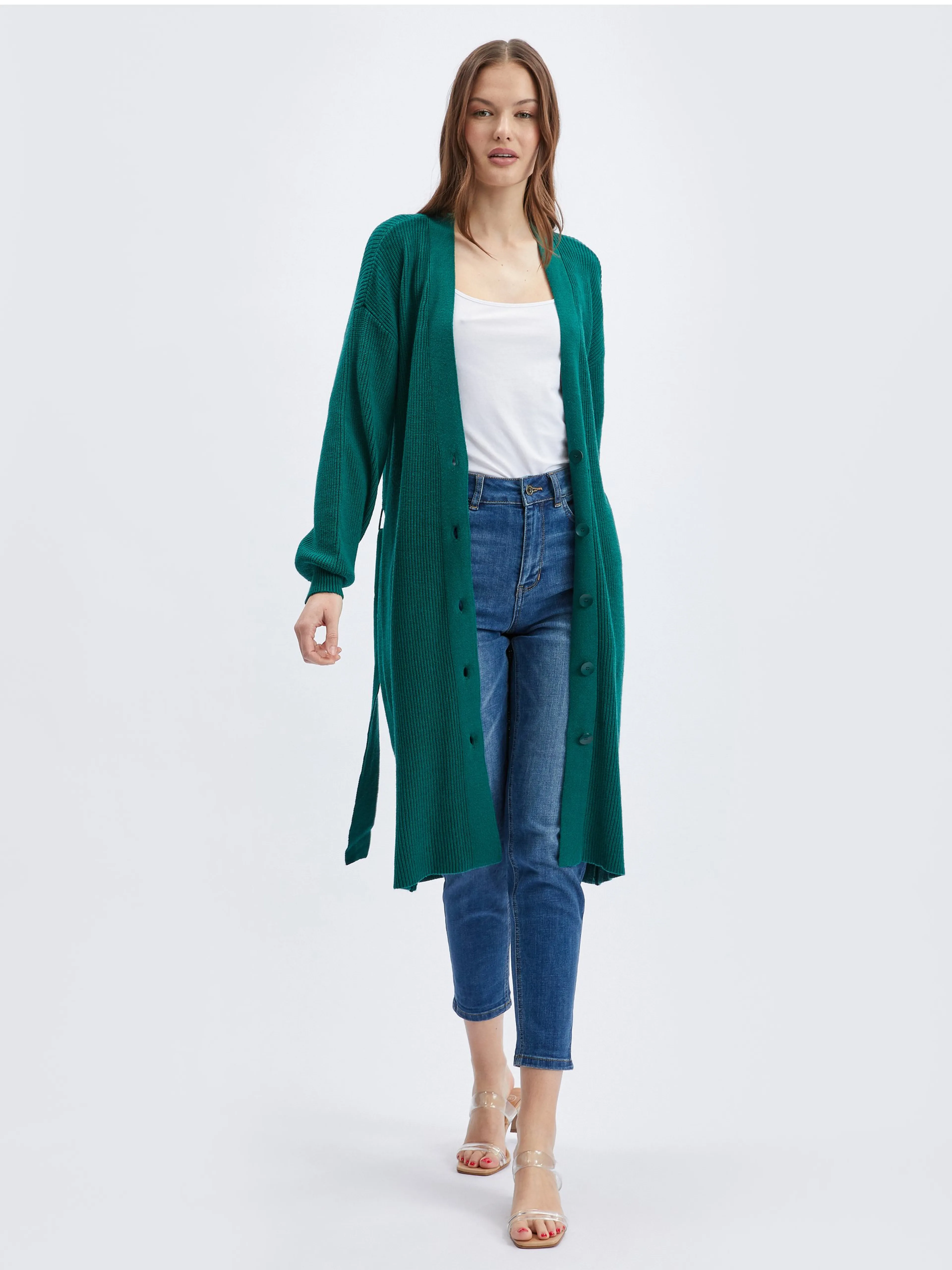 Petrolfarbener Damen Long Cardigan ORSAY