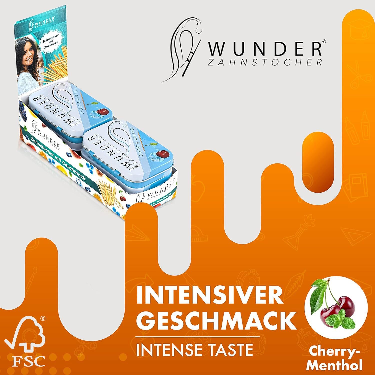 Wunder Zahnstocher Mundpflegecenter Wunder Zahnstocher Display 6er Pack Kirsch Menthol DS