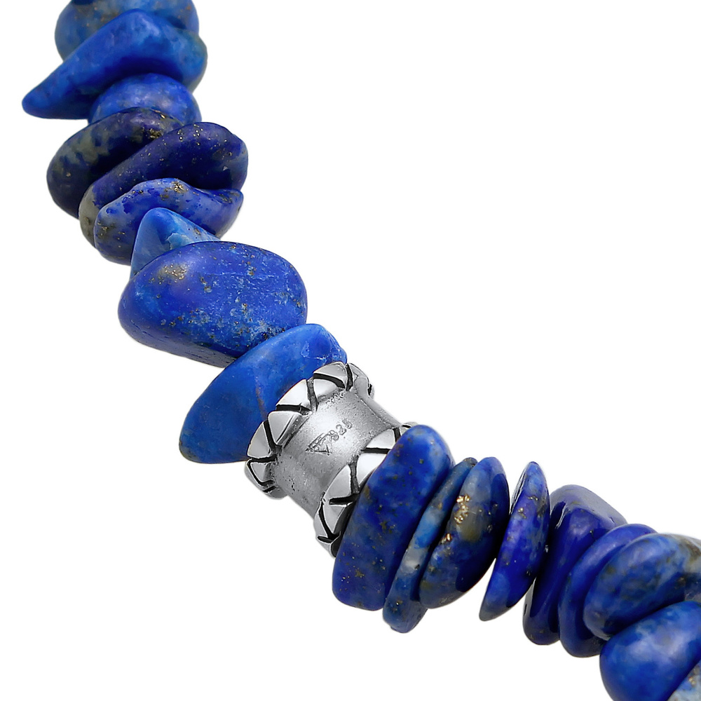 KUZZOI KUZZOI Bracelet Hommes Perles Vinatge avec des pierres Lapis Lazuli en argent ste Bracelet