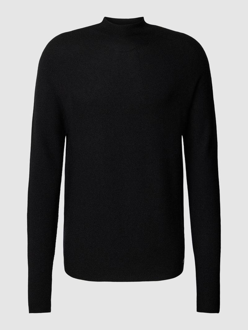 Strickpullover mit Stehkragen Modell 'FNATU' in schwarz