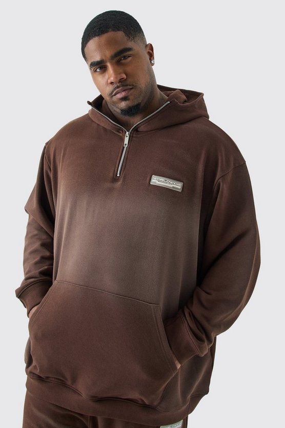 Plus Oversize Hoodie mit 1/4 Reißverschluss
