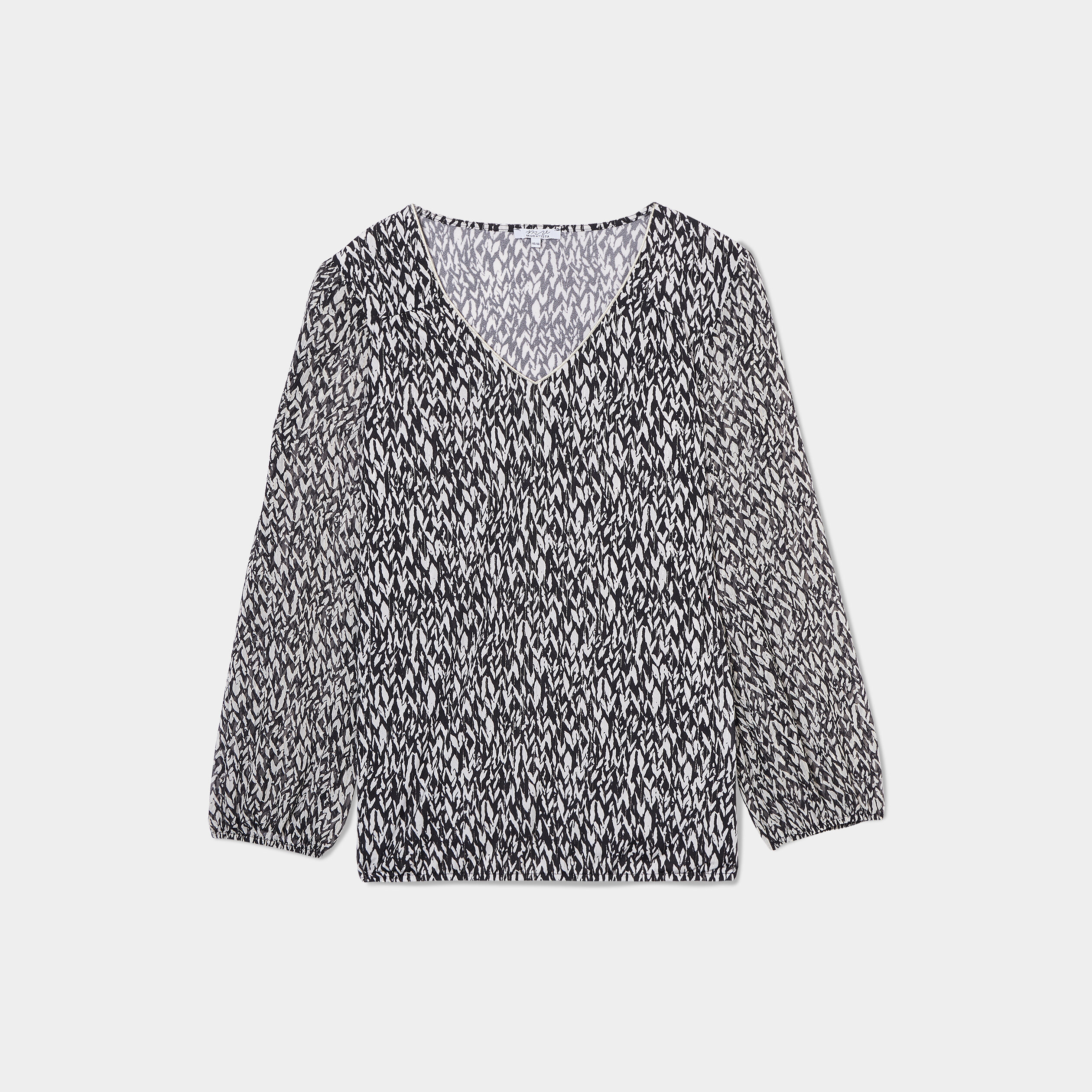 T-shirt col en V manches 3 4 noir femme grande taille | La Halle