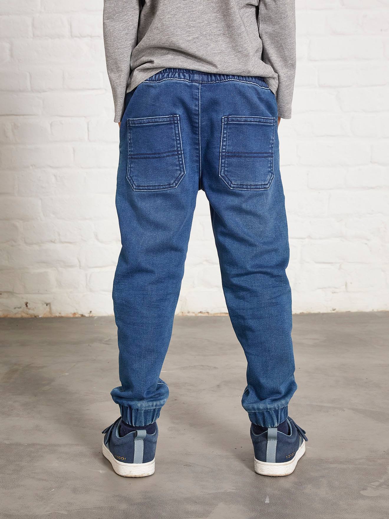 Vertbaudet Jungen Sweathose, Jeans-Optik Oeko-Tex - grau