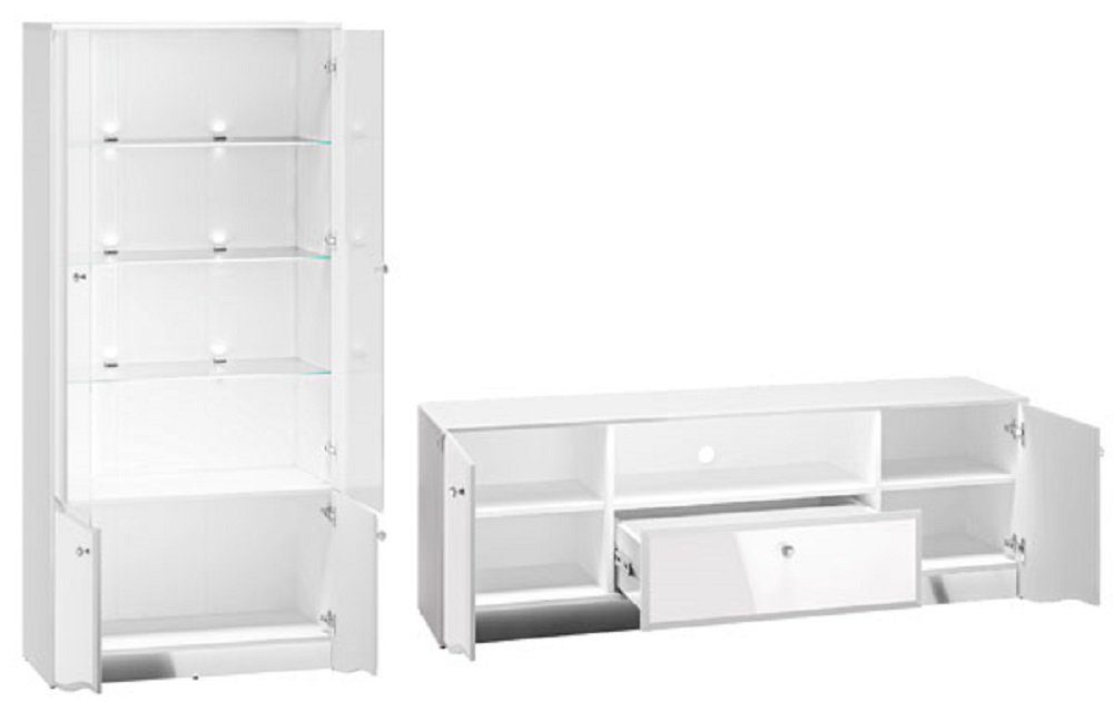 Feldmann-Wohnen Wohnwand GLAMOUR, (Set), 1 Vitrine + 1 Lowboard