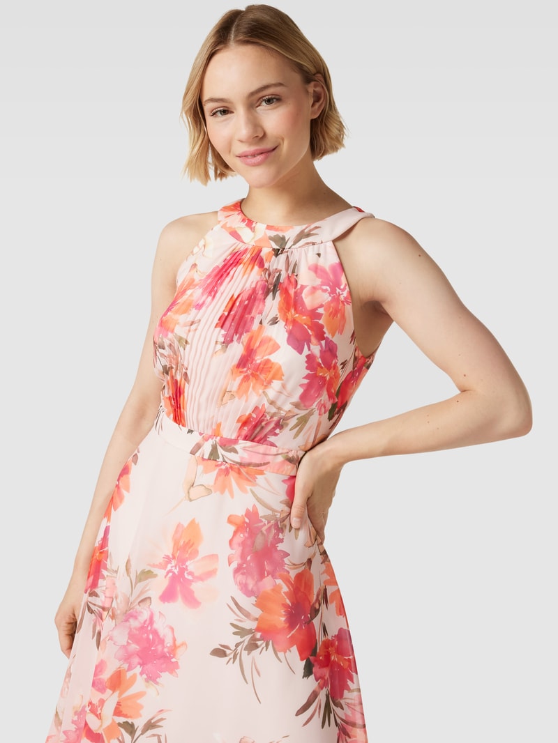 Cocktailkleid mit Neckholder in apricot