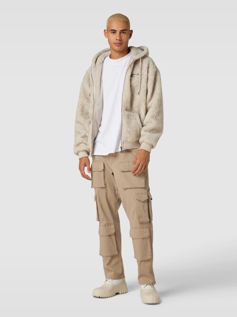 Sweatjacke mit Logo-Detail Modell 'Metal Signature' in beige