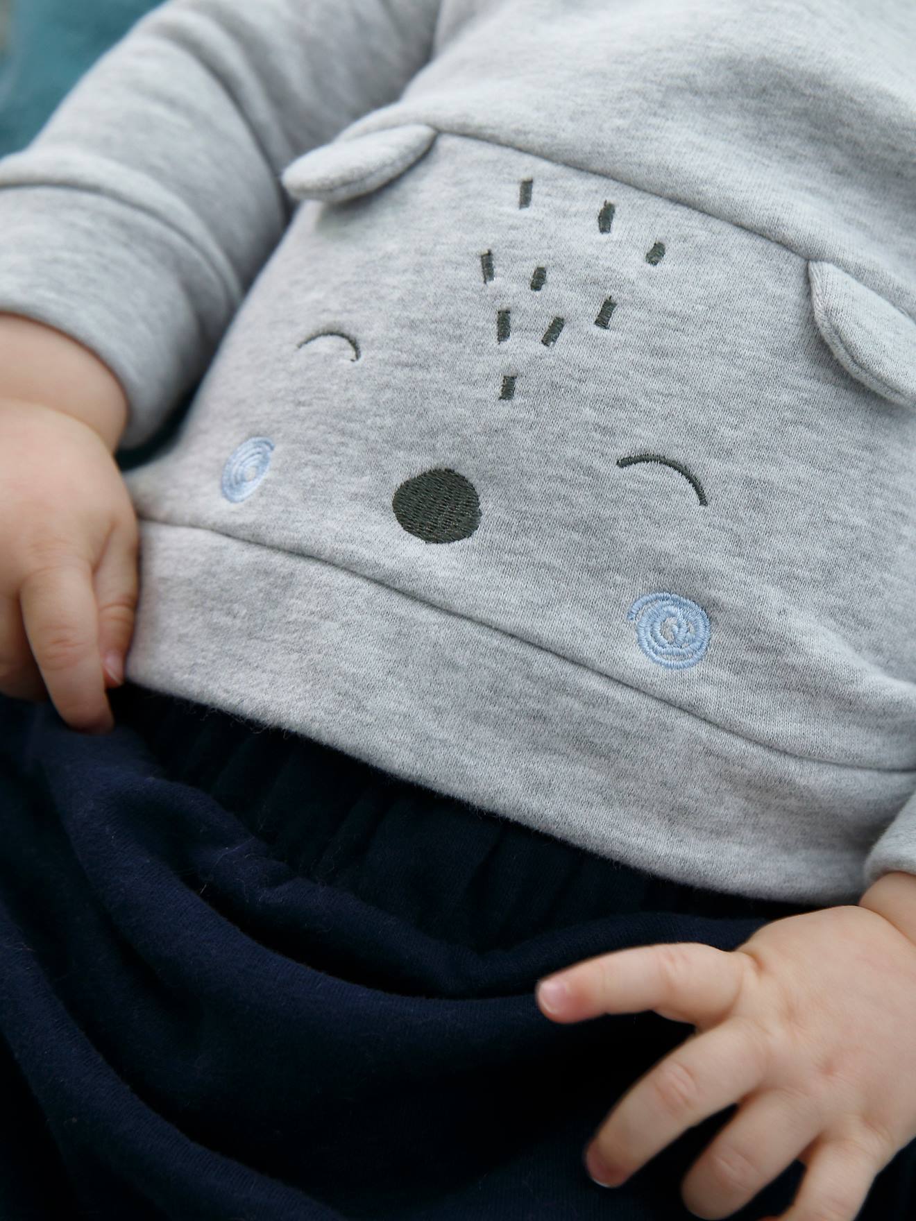 Ensemble bébé naissance sweat frimousse + pantalon personnalisable encre