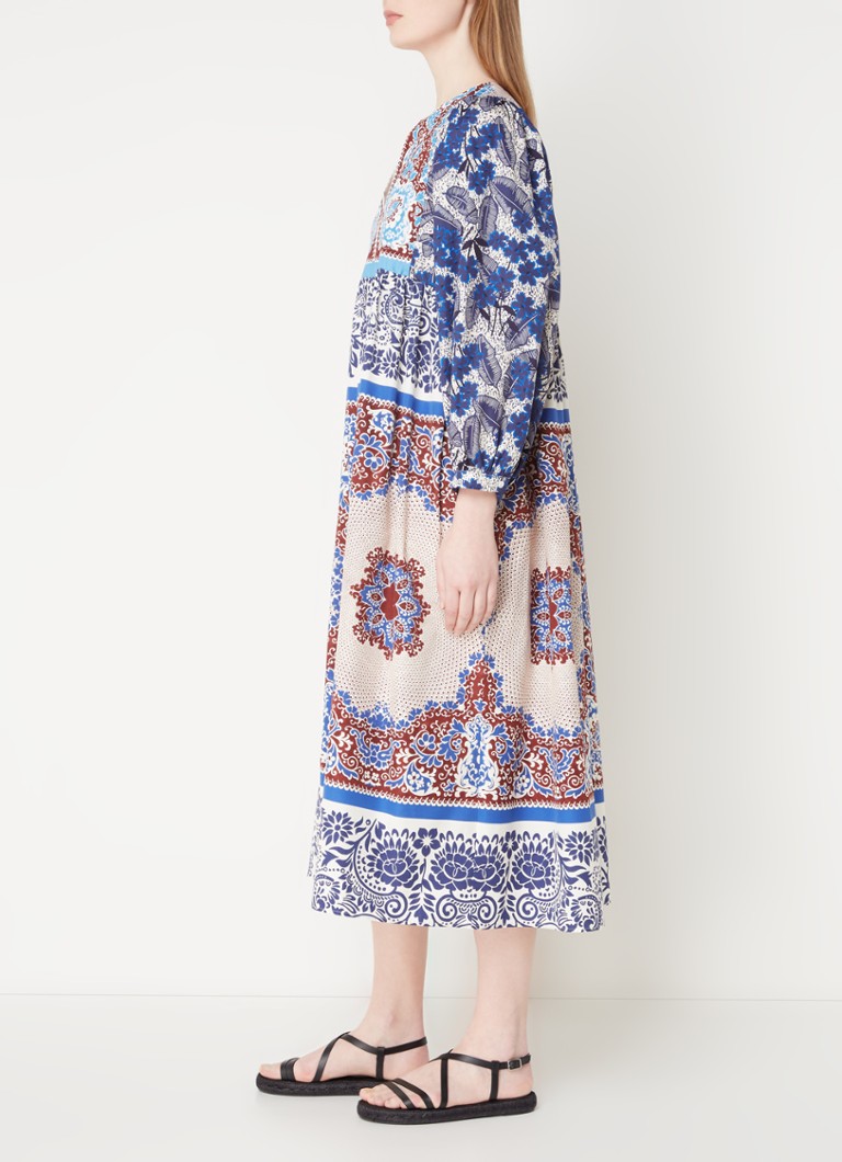 Vestido túnica midi estampado con mangas abullonadas de MaxMara Ghiotto.