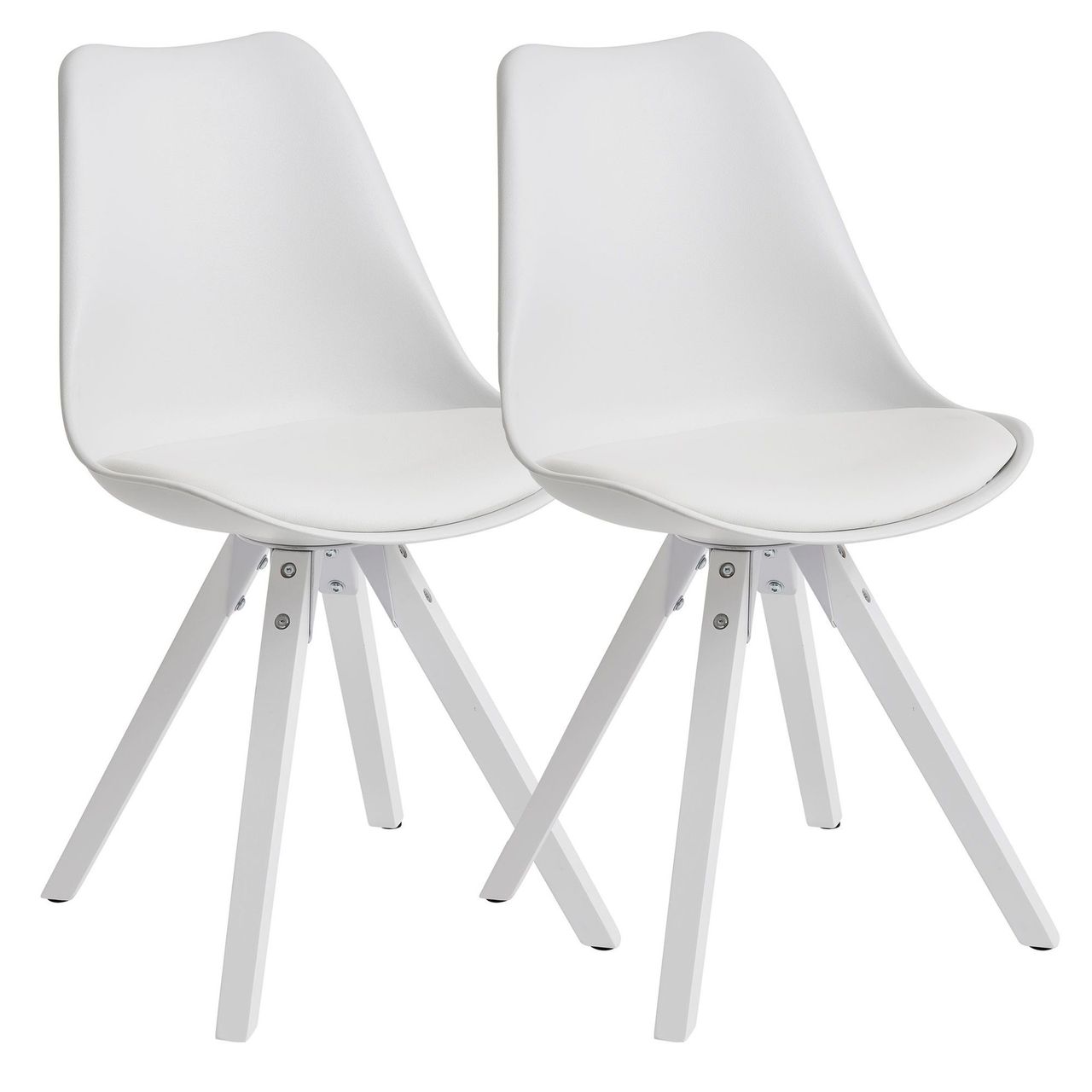 Wohnling 2er Set Esszimmerstuhl 87 x 52 x 49 cm Weiß