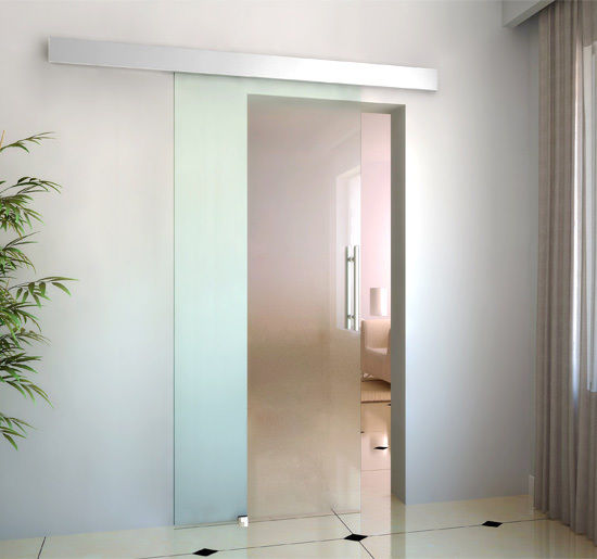 HOMCOM Glasschiebetür Schiebetür Tür Zimmertür mit Griffstange 77,5 x 205 cm