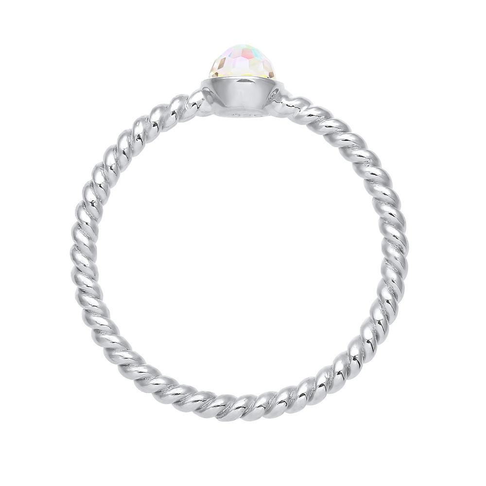 Elli Elli Bague Femmes Solitaire Twisted avec cristaux en argent sterling 925 plaqué o Bague