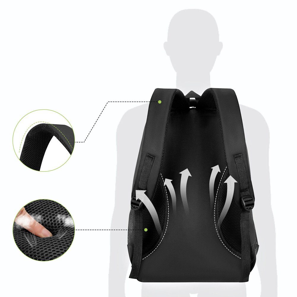 AKKEE Laptoprucksack Laptop Rucksack Rucksäcke Schulrucksack Wasserbeständig Laptoptasche (1Stk, 40L, Schulrucksack, mit Reißverschluss), für Business/Schule/Reisen/Frauen/Männer-Schwarz