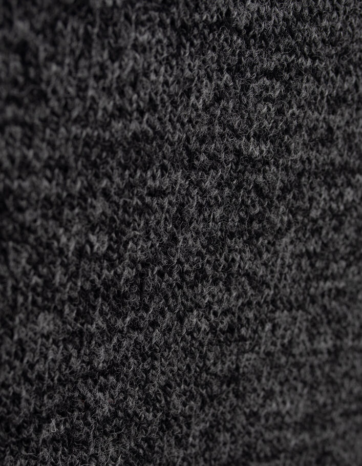 Pull noir tricot mouliné à col rond Homme