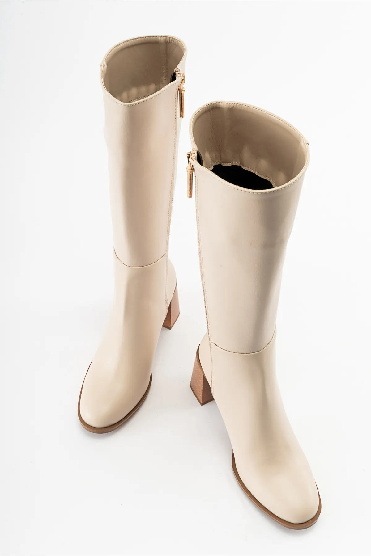 LuviShoes  MARANTA Beige Skin Damen-Stiefel mit Absatz