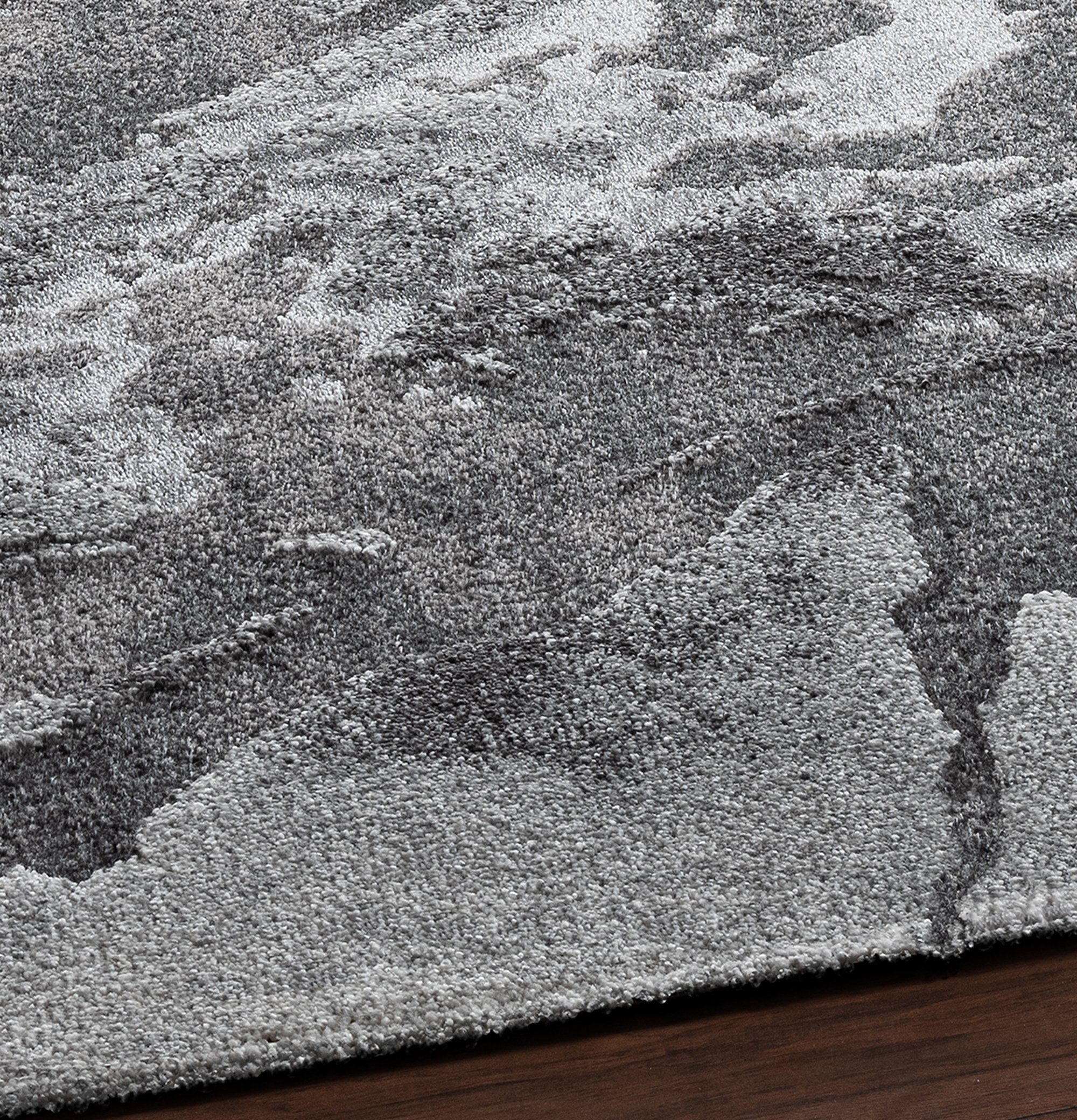 Teppich Tarma Eleganter Designer Teppich, Wohnzimmerteppich, Kurzflor, Weich, Hochwertig, Pflegeleicht, Hoch-Tief Effekt, Abstrakt, Silber Grau, 80 x 150 cm, the carpet, Rechteck