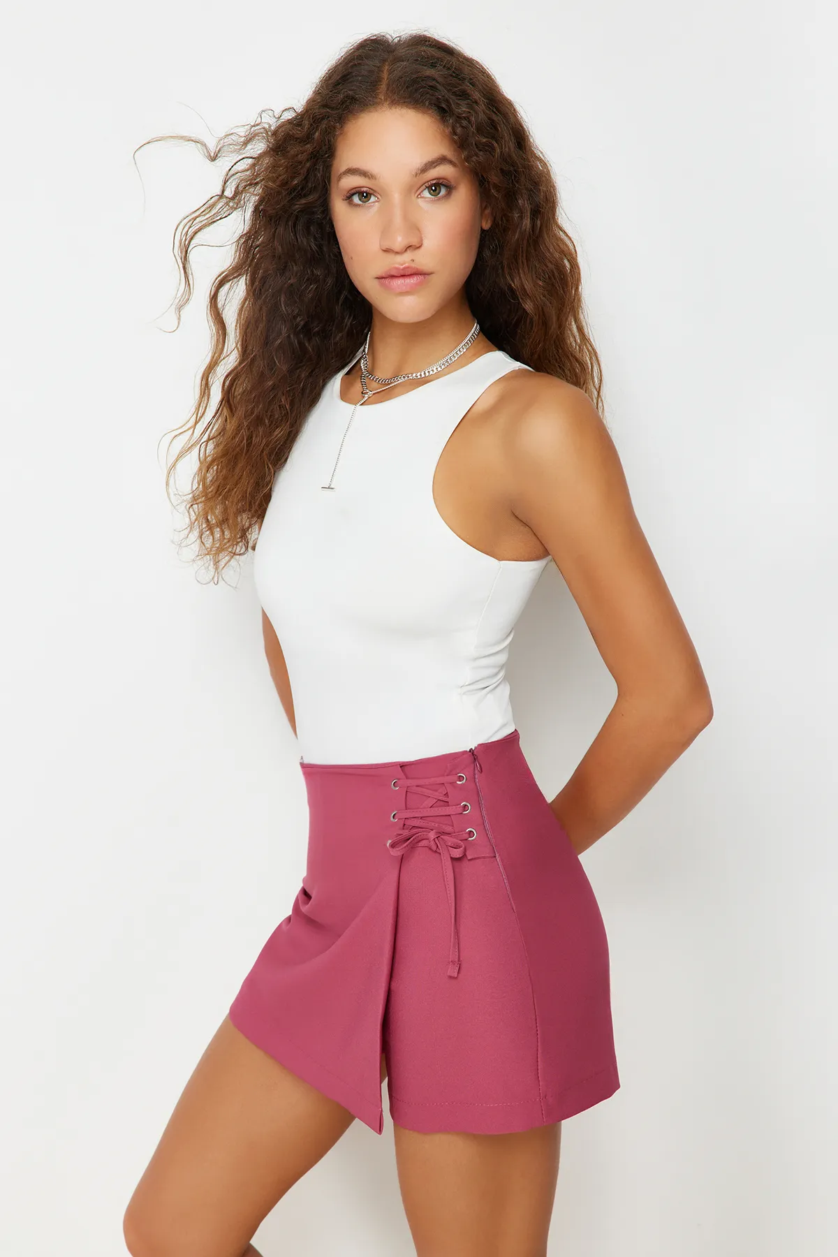 Trendyol Collection  Shorts - Lila - Hoher Bund