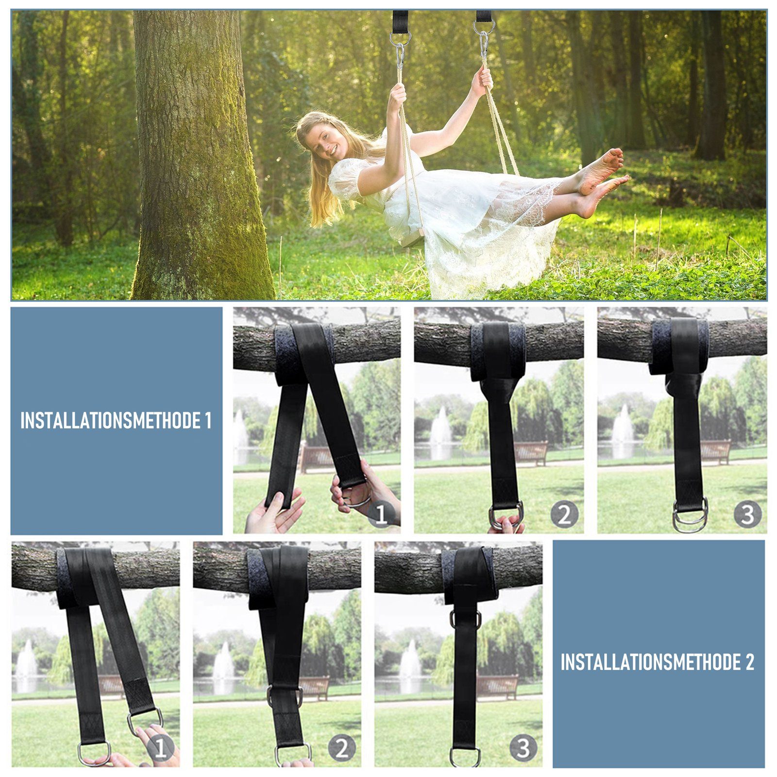 CALIYO Hängematte Hängematten Befestigung 1 Paar Schaukel Befestigung Swing Hanging Gurt, Kit Aufhängeset Hängematte Hängesessel Wasserdicht