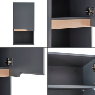 en.casa Hängeschrank Bergkamen 60 x 30 x 30 cm Grau / Holzfarben