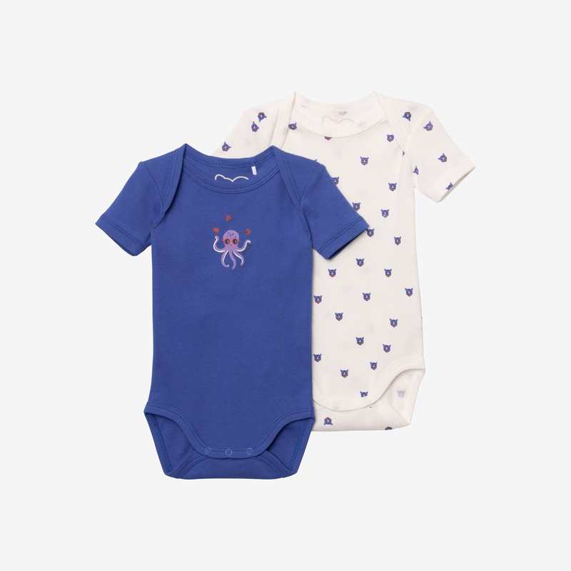 Bodies bébé bleu et écru Catimini
