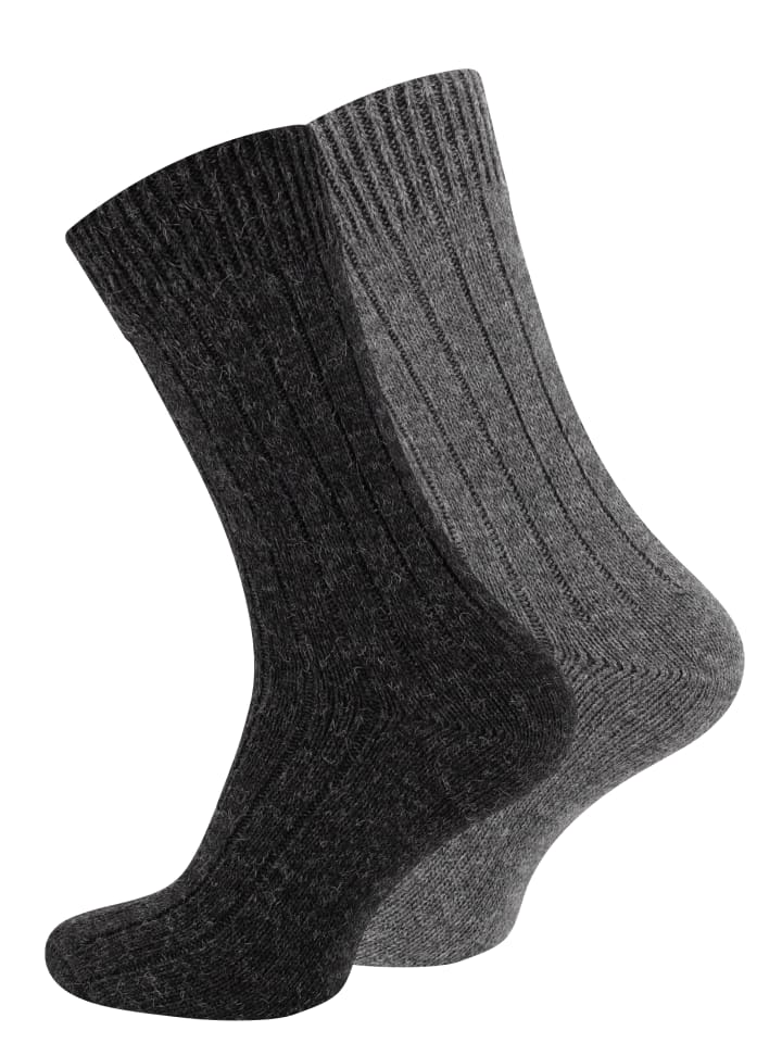 Cotton Prime® 2 Paar Wollsocken Alpaka Socken in anthrazit/grau günstig kaufen