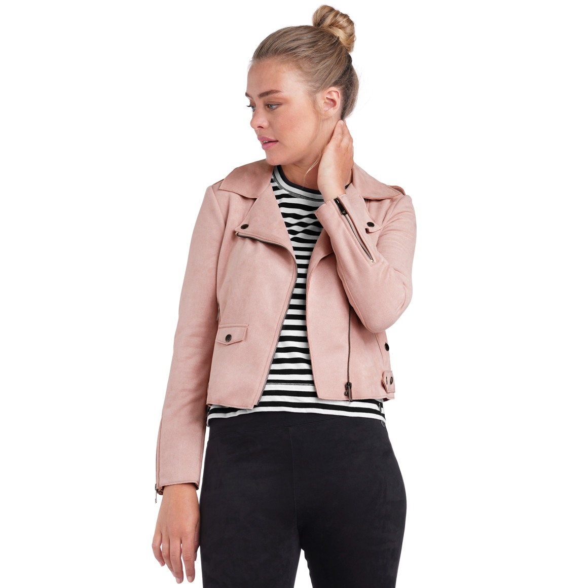 Damen Velours-Bikerjacke mit Reißverschluss
