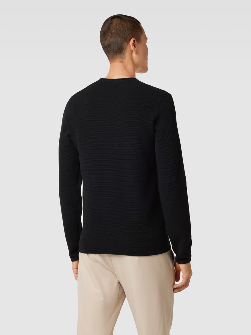 Strickpullover mit Rundhalsausschnitt in schwarz