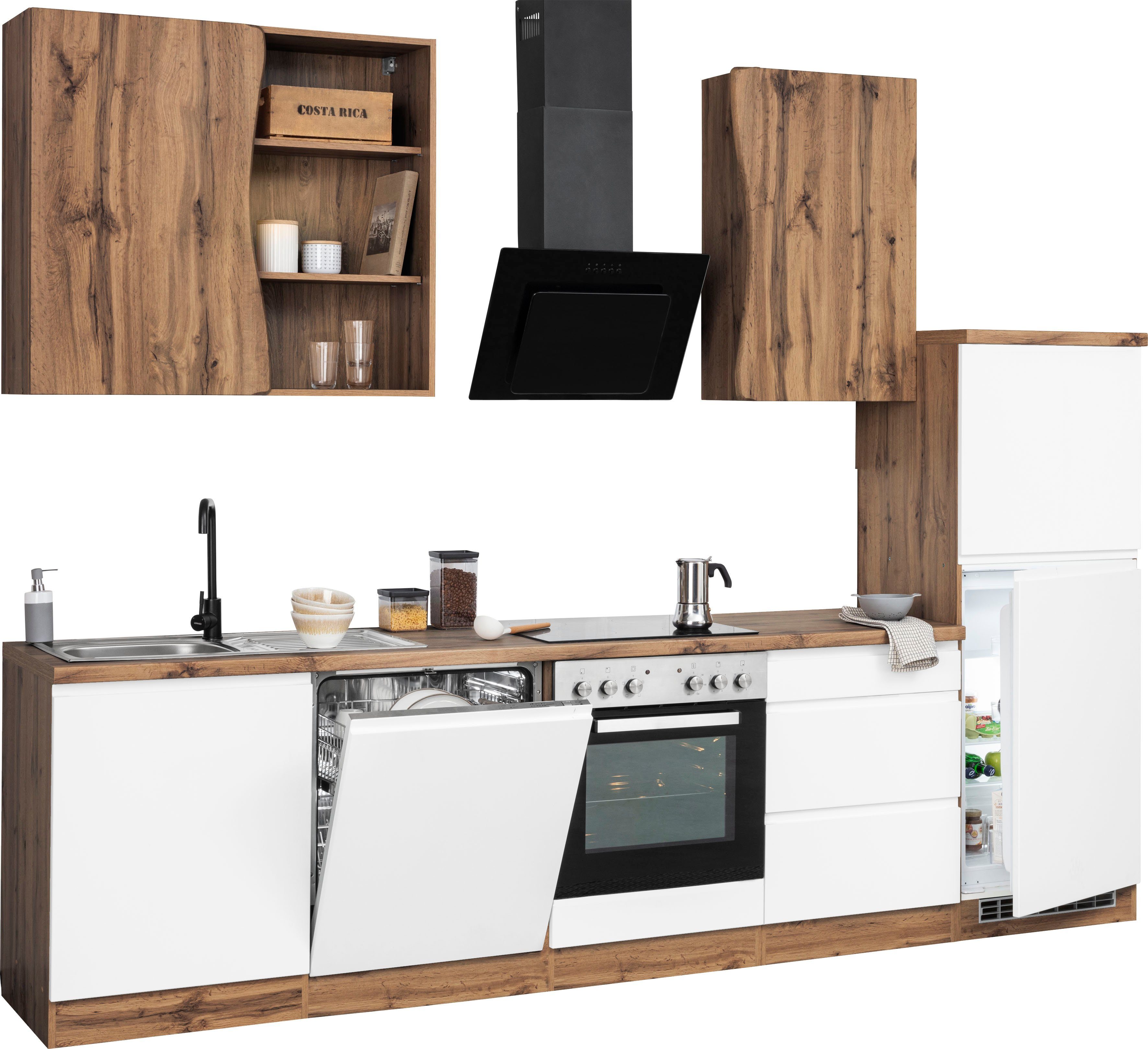 HELD MÖBEL Küche Bruneck, 300cm breit, wahlweise mit oder ohne E-Geräte, hochwertige MDF-Fronten