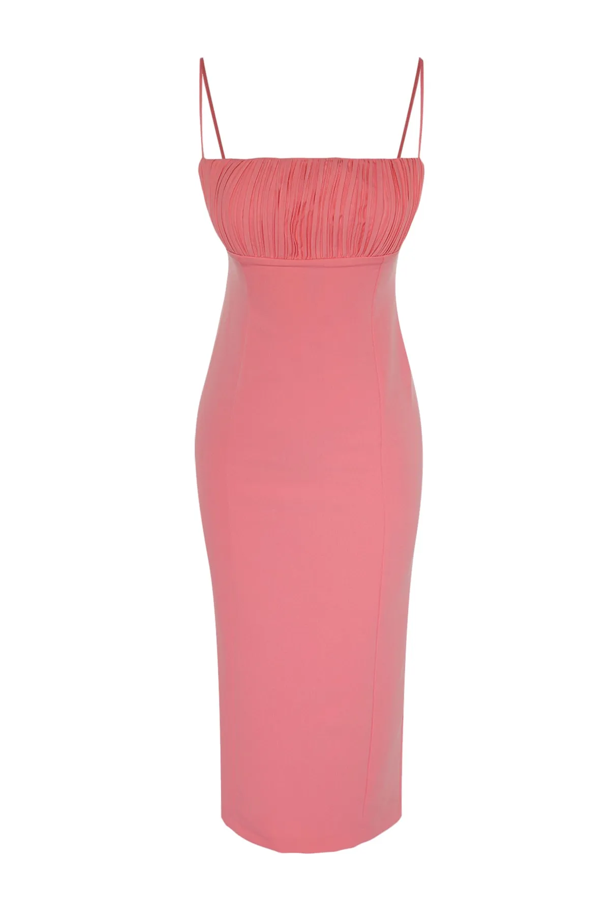 Trendyol Collection  Hellrosa, figurbetontes, gefüttertes Abendkleid aus Webstoff TPRSS22EL3197