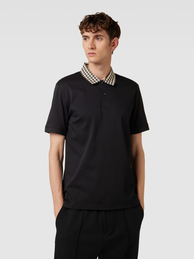 Poloshirt mit Label-Details Modell 'Parlay' in schwarz