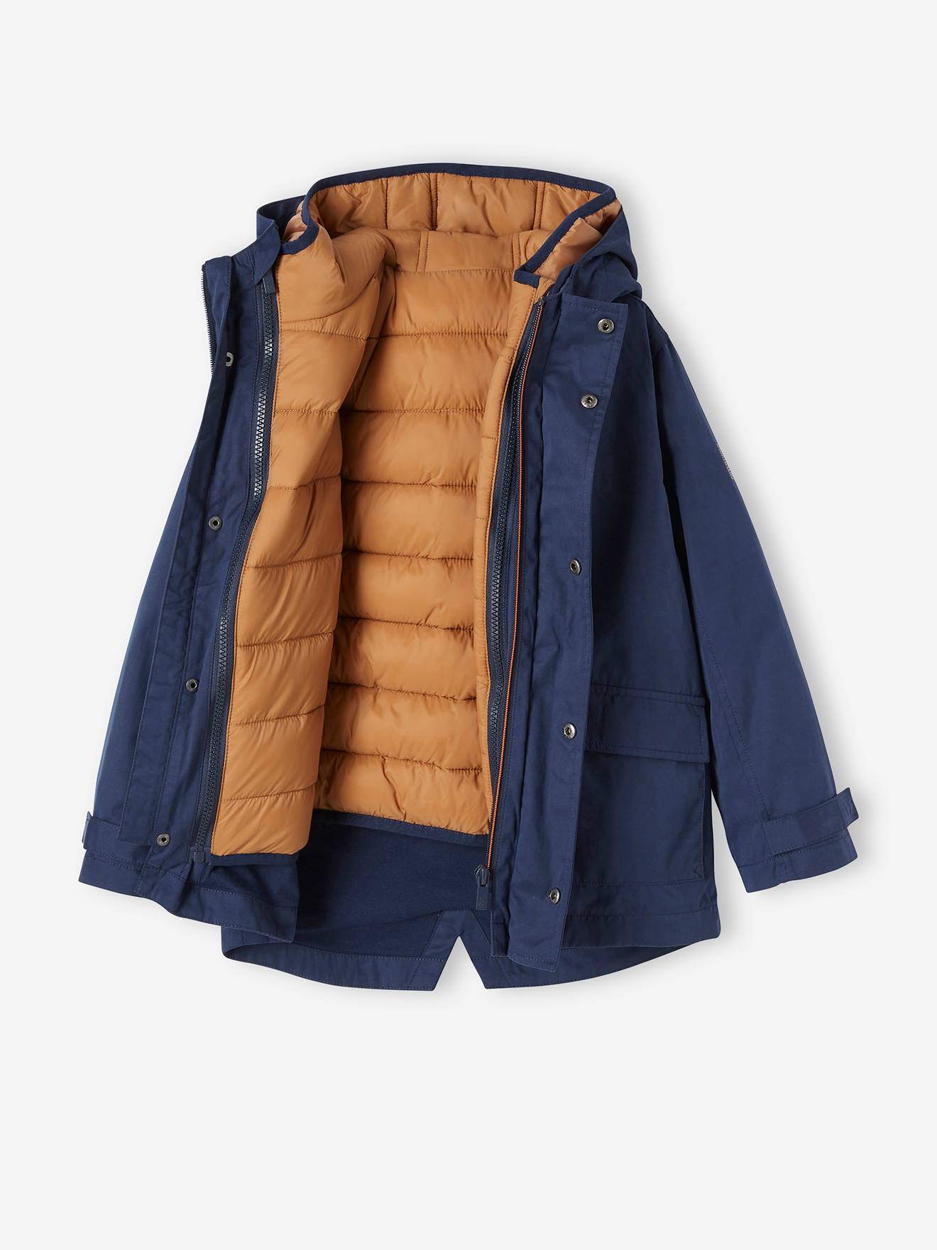 Parka 3 en 1 garçon mi-saison bleu grisé