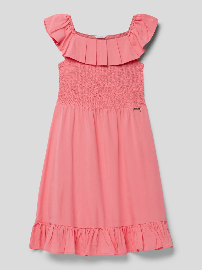 Kleid mit Smok-Details in pink