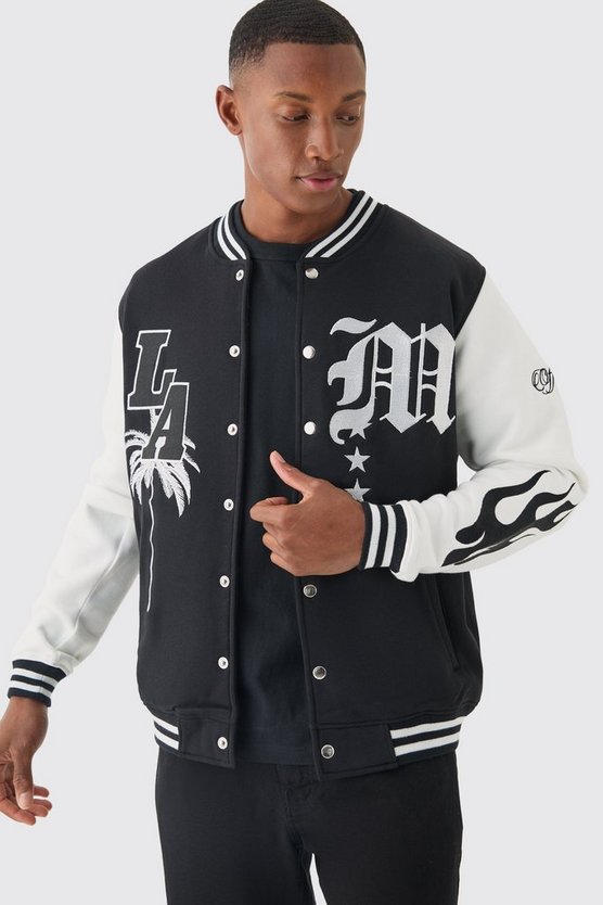 Jersey-Bomberjacke mit LA-Aufnäher