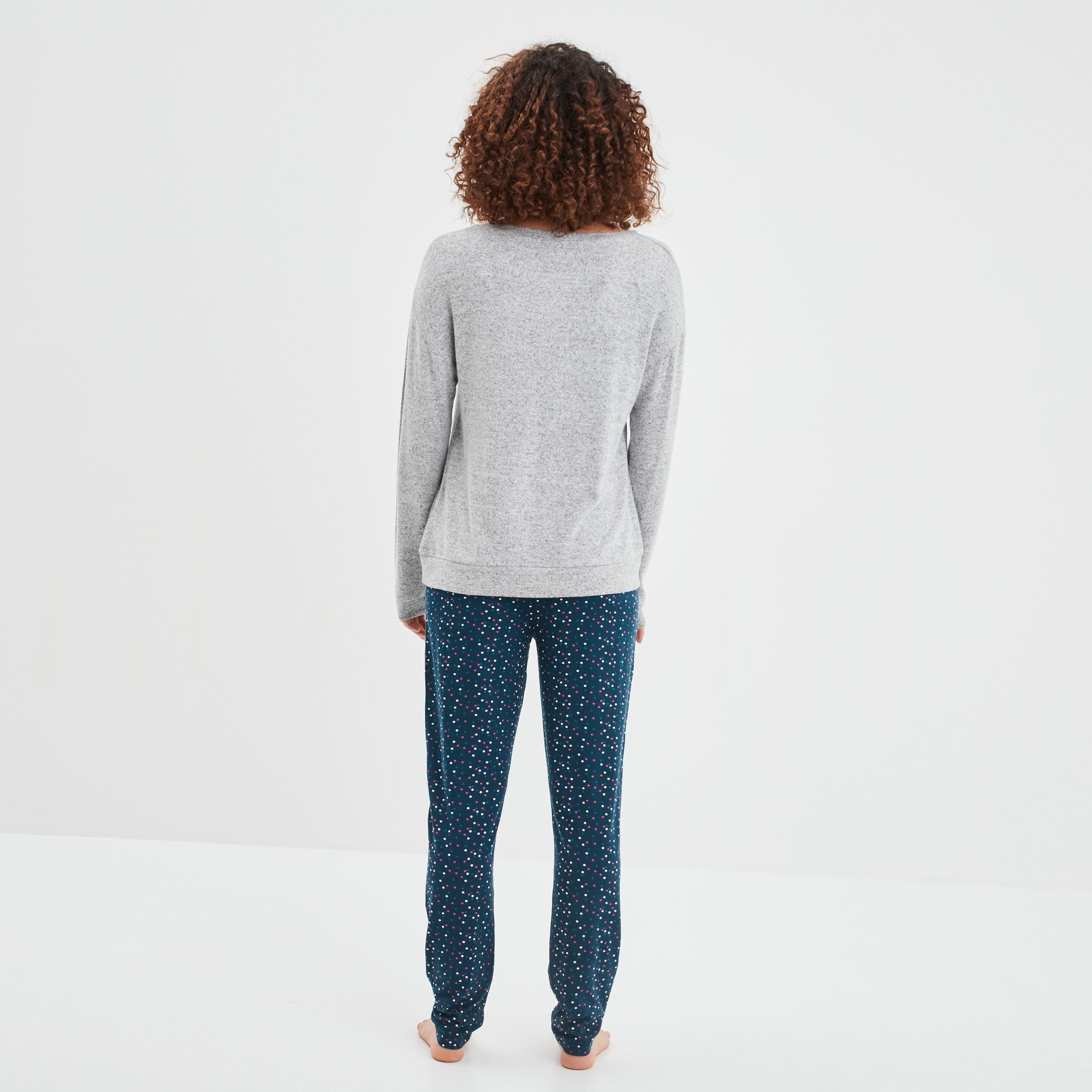 Ensemble pyjama pantalon 2 pièces gris clair femme | La Halle