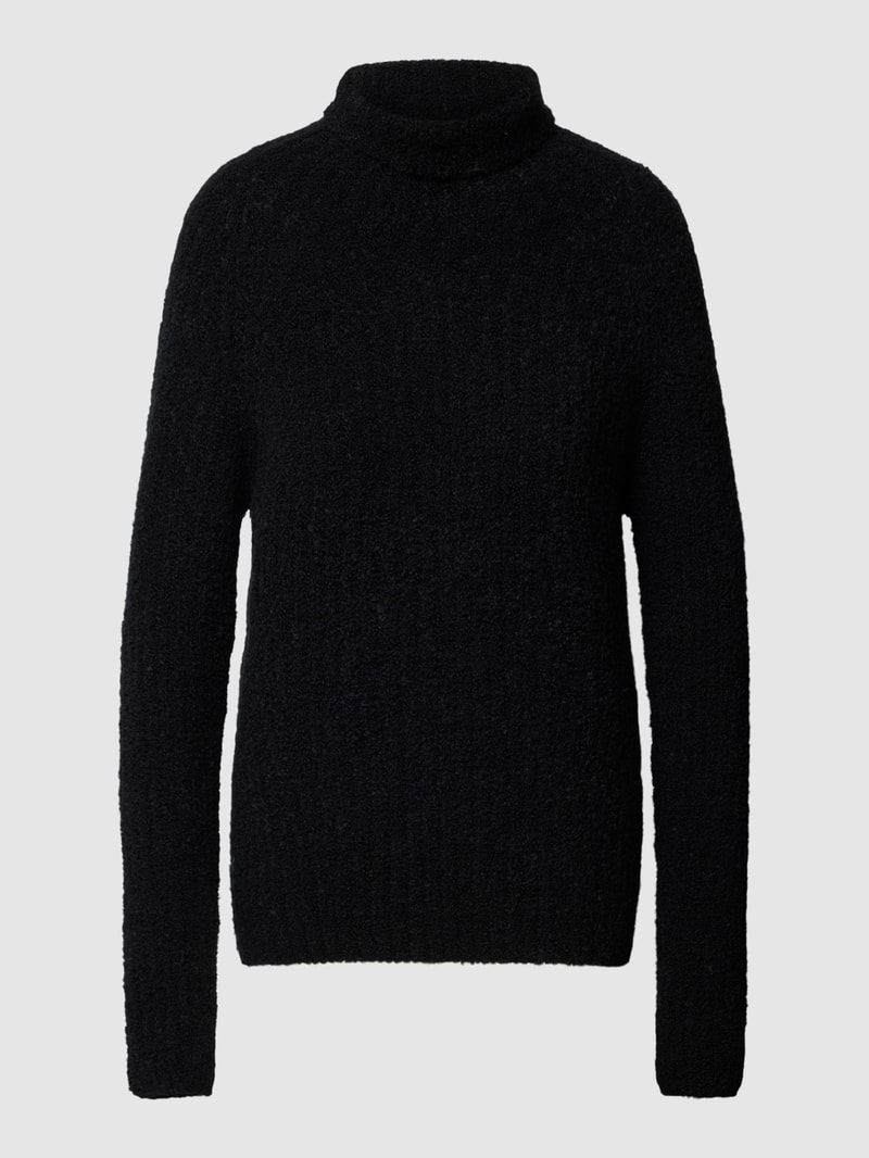 Rollkragenpullover in unifarbenem Design in schwarz