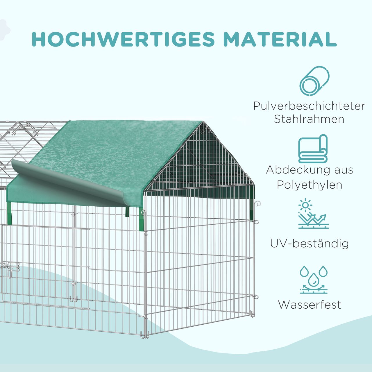 PawHut Freigehege, Kleintiergehege, Meerschweinchen Gehege, für Kleintiere, Grün