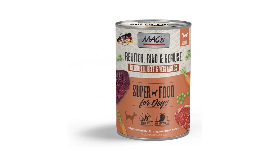MAC's DOG Hundenassfutter Rentier & Gemüse 400 g
