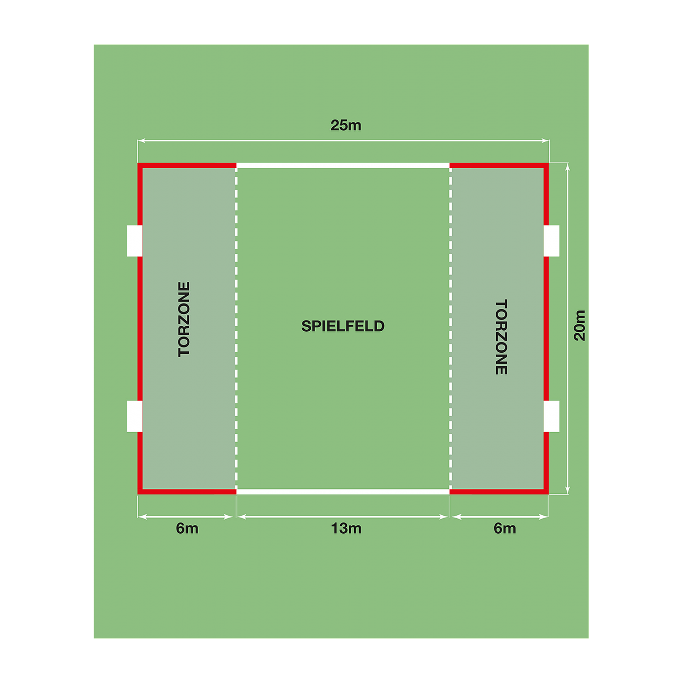 Cawila ACADEMY Spielfeldmarkierung 25x20m | Rot-Weiss | FUNINO Markierungsgurte
