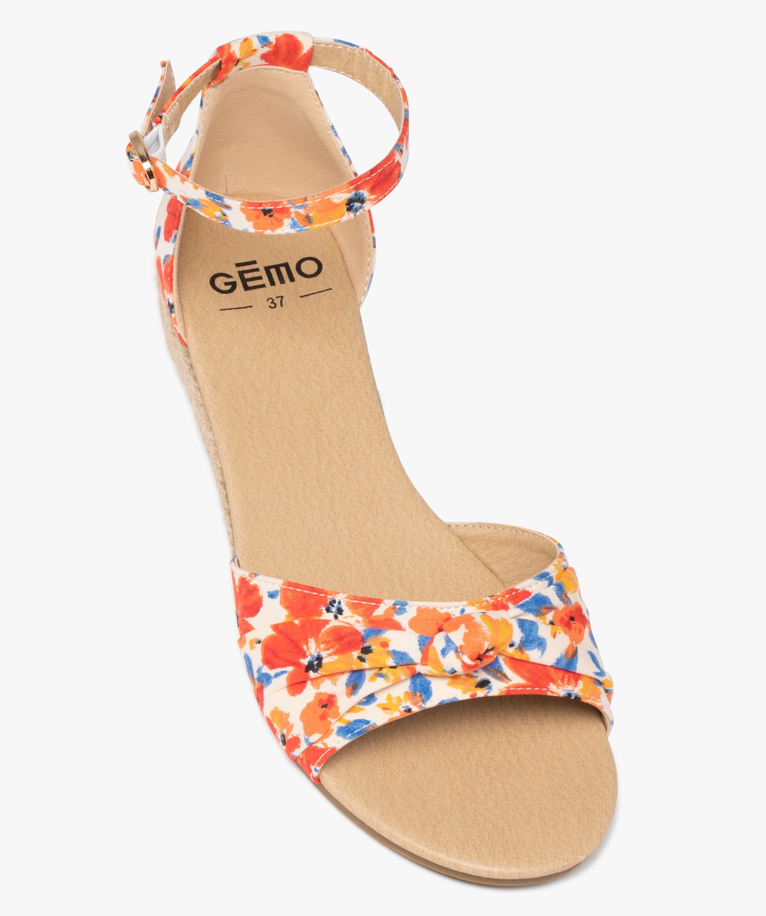 Sandales femme à petit talon compensé et dessus drapé multicolore | GEMO