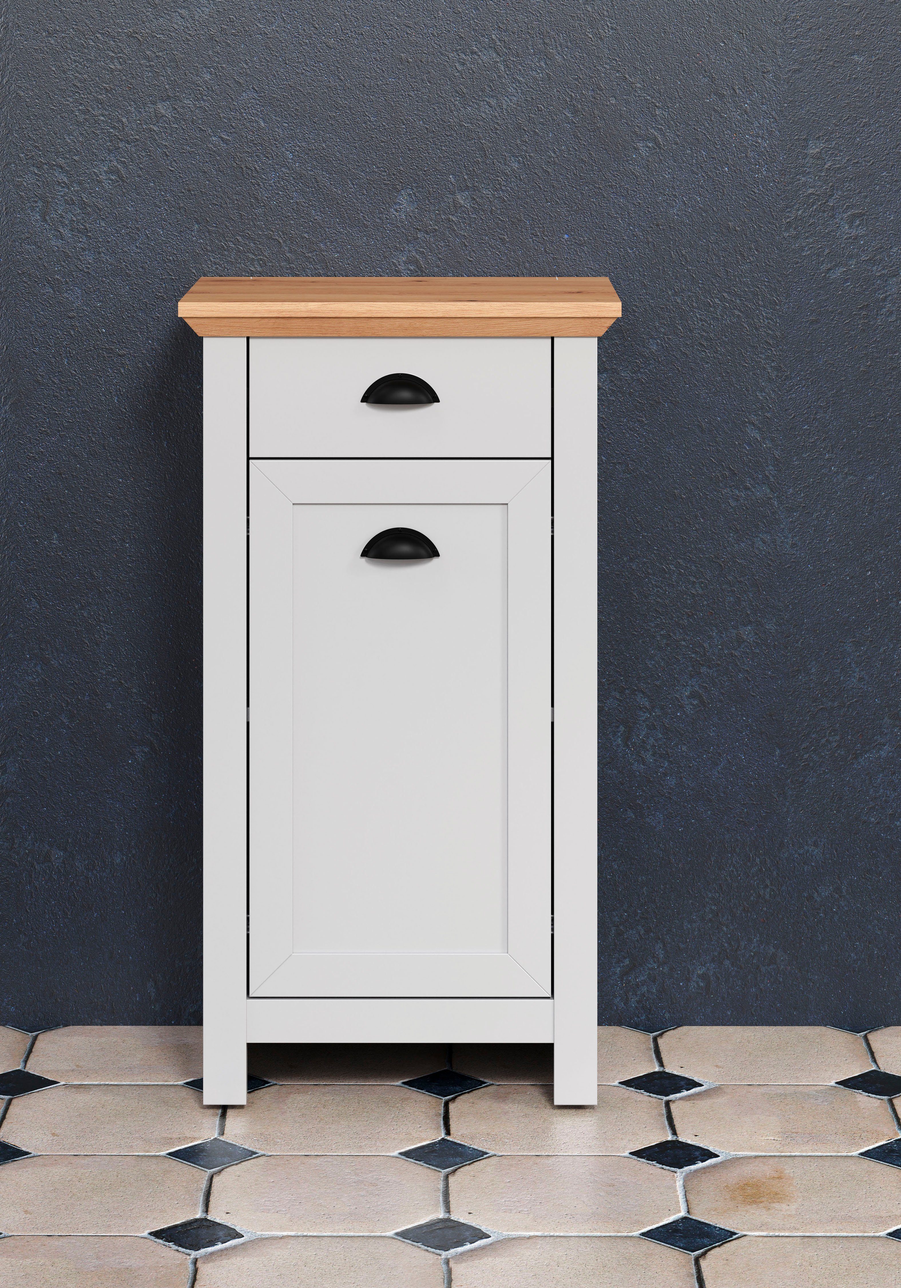 Home affaire Badkommode, Artisan Eiche NB und hellgrau, matt, B/H/T: ca. 46 / 84 / 33 cm