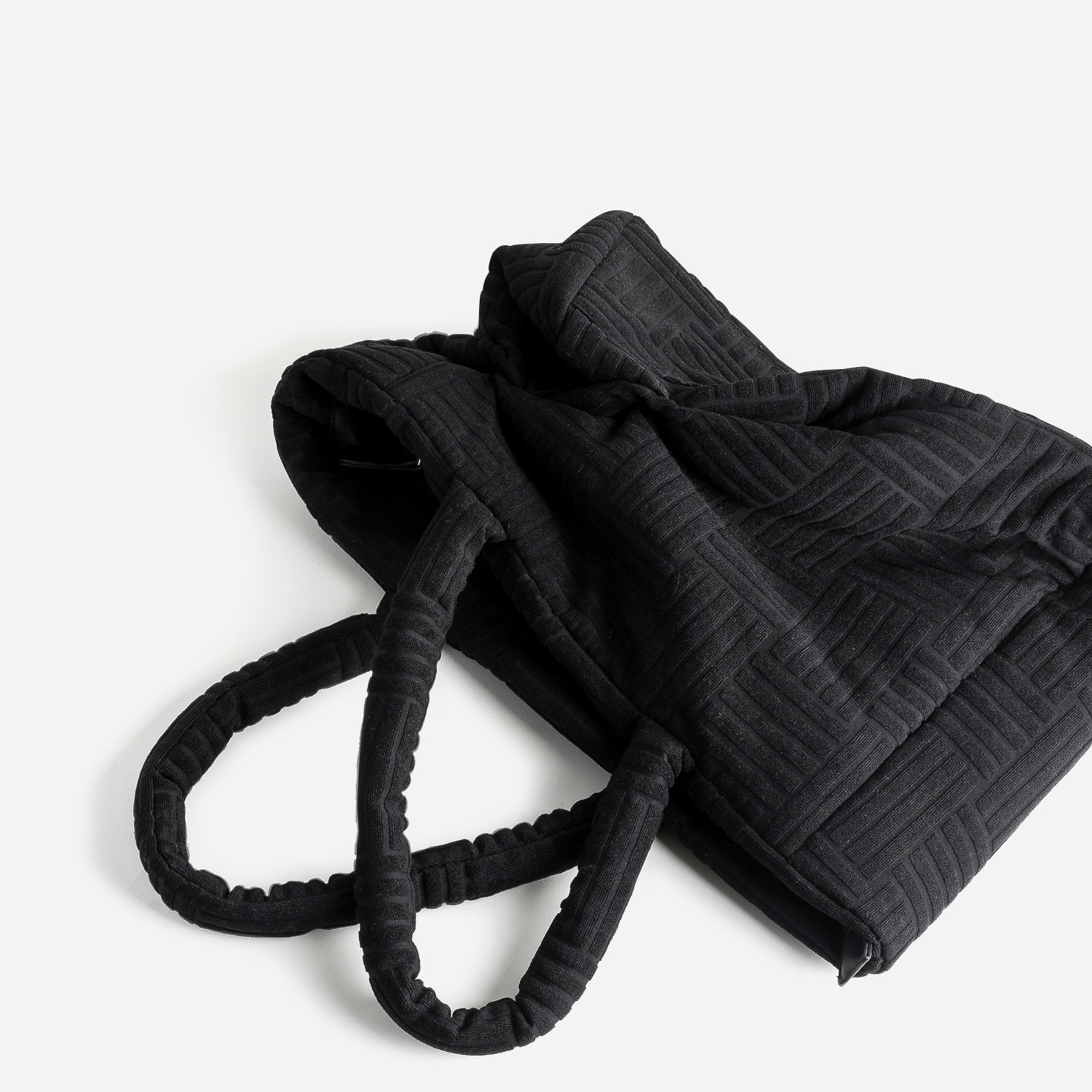 Sac cabas TEXTO noir textile reliefé